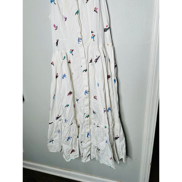 PRABAL GURUNG White Floral Sleeveless Embroidered Cotton Midi Dress Size 10 - Picture 8 of 11